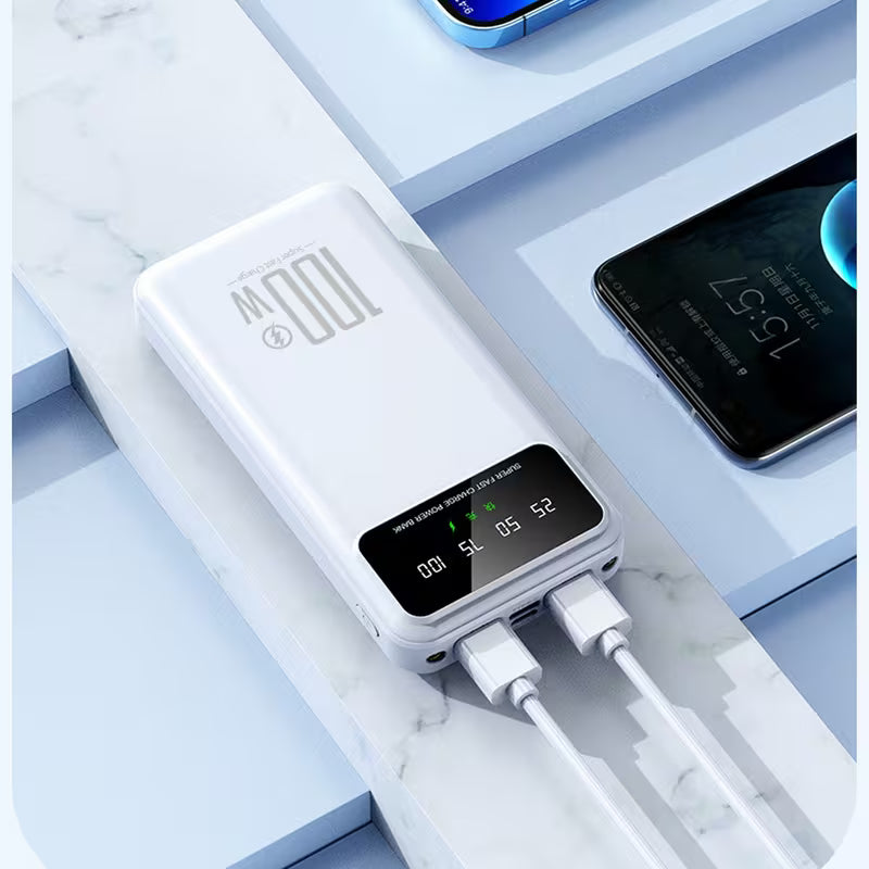 65000mAh High-capacity Portable Power Bank, Portable USB Charger, Fasting Charging 100w White