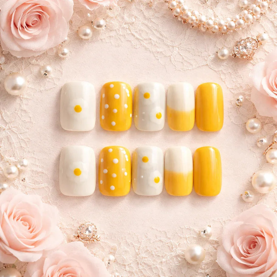 Golden Daisy Dream Press on nails fake nails
