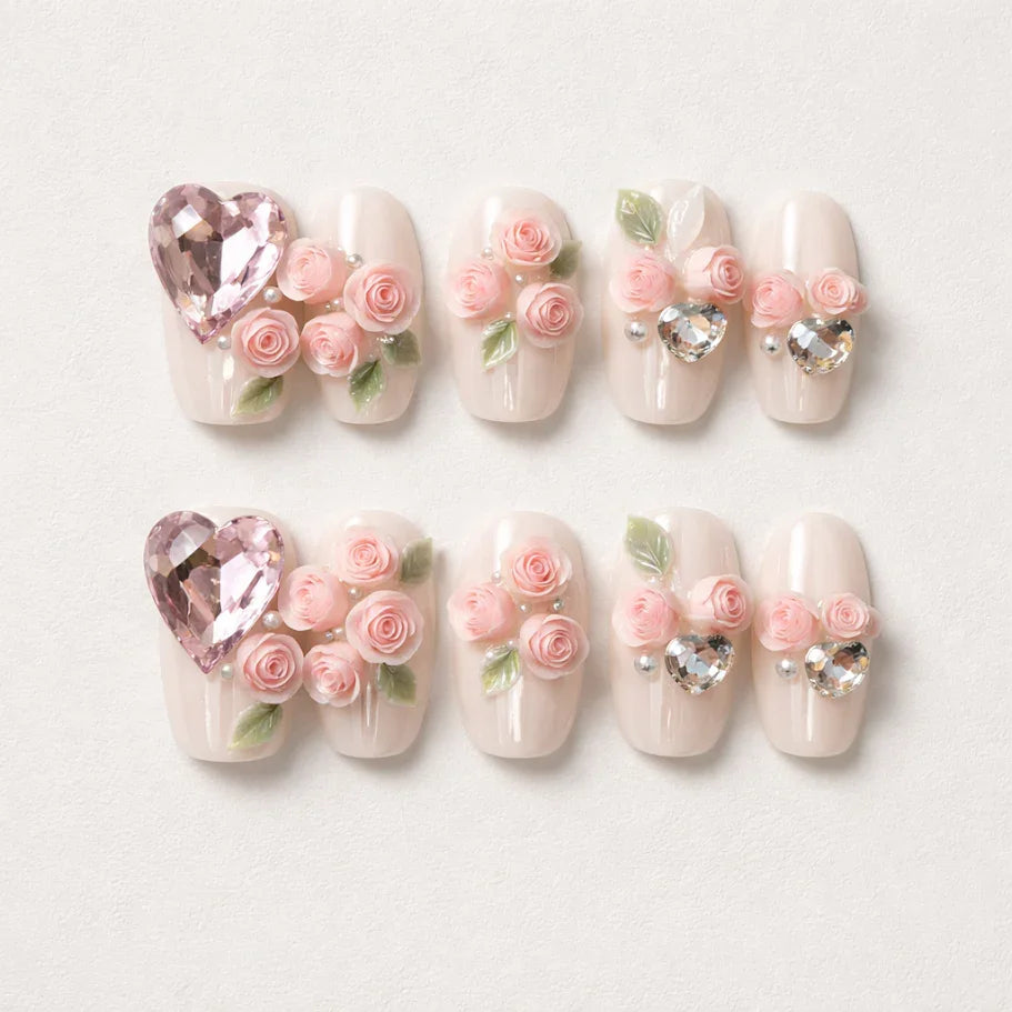 Rose Quartz Empress – Luxury Press-On Nail Set