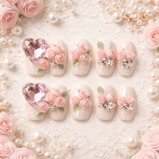 Rose Quartz Empress – Luxury Press-On Nail Set