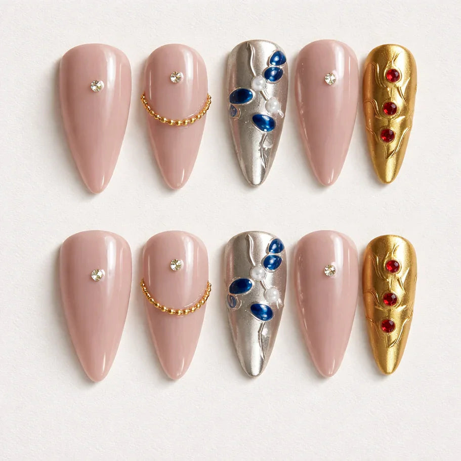 Crown Jewel Couture – Luxury Press-On Nail Set size Medium Press on nails fake nails