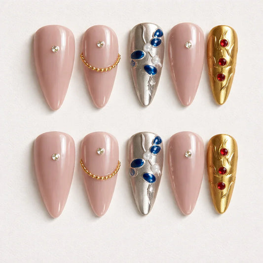 Crown Jewel Couture – Luxury Press-On Nail Set size Medium Press on nails fake nails