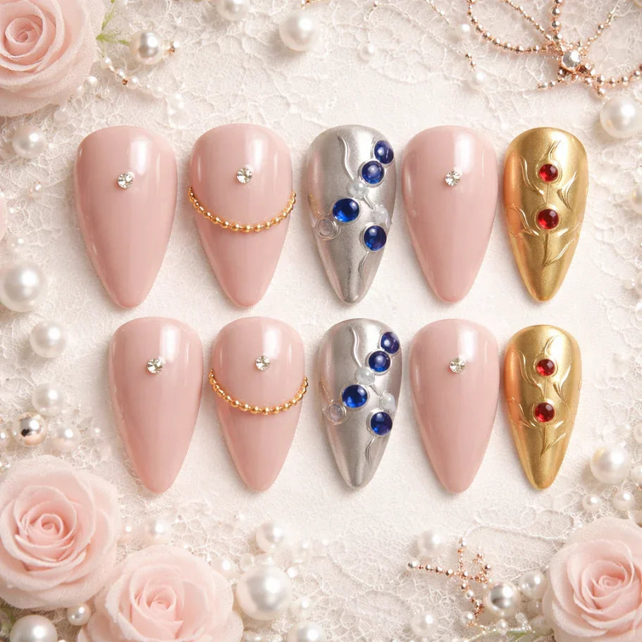 Crown Jewel Couture – Luxury Press-On Nail Set size Medium Press on nails fake nails