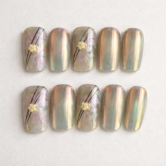 Golden Garden Aura Press on nails fake nails