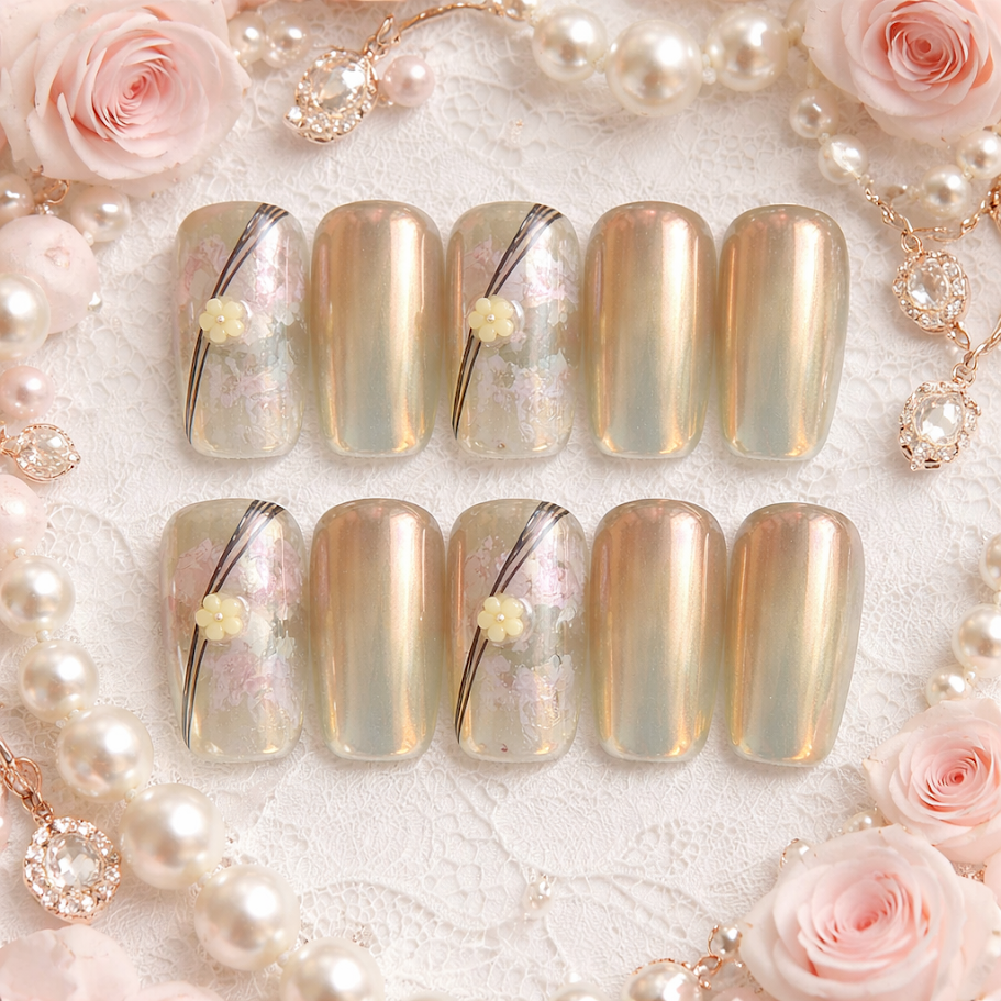 Golden Garden Aura Press on nails fake nails