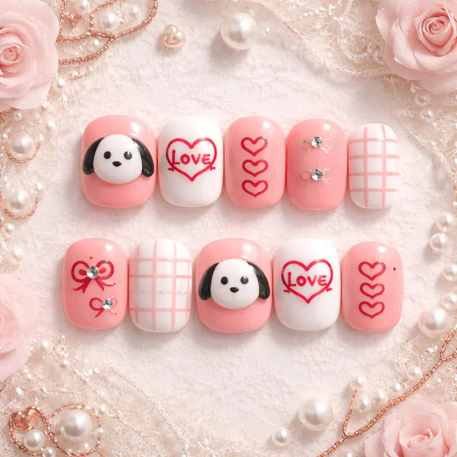 Puppy Love Pop – Cute Press-On Nail Set Press on nails fake nails