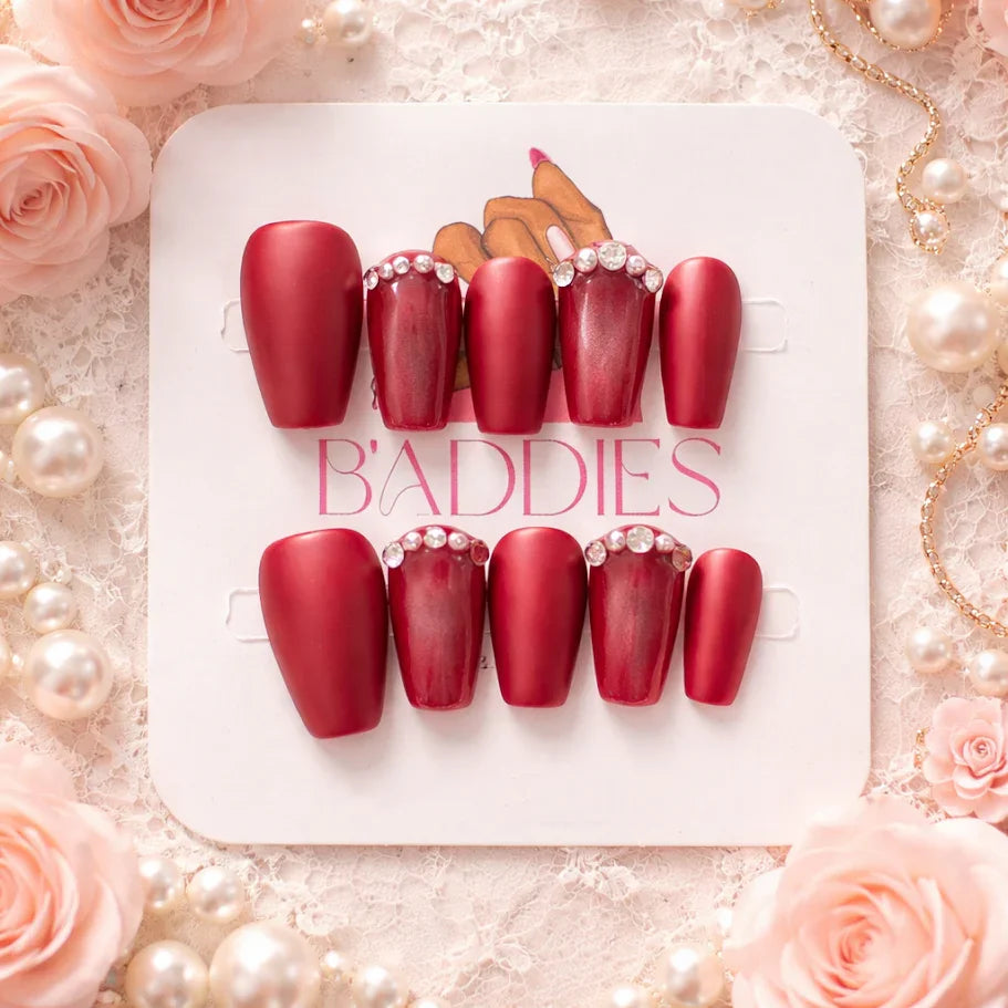 Scarlet Seduction – Matte Red Press-On Nail Set