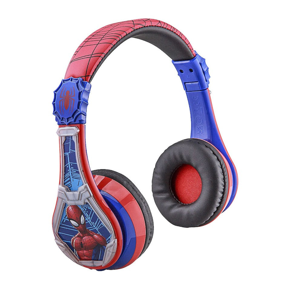Spider-Man Wireless Bluetooth Headphones – Foldable, Safe Volume, Aux Cable