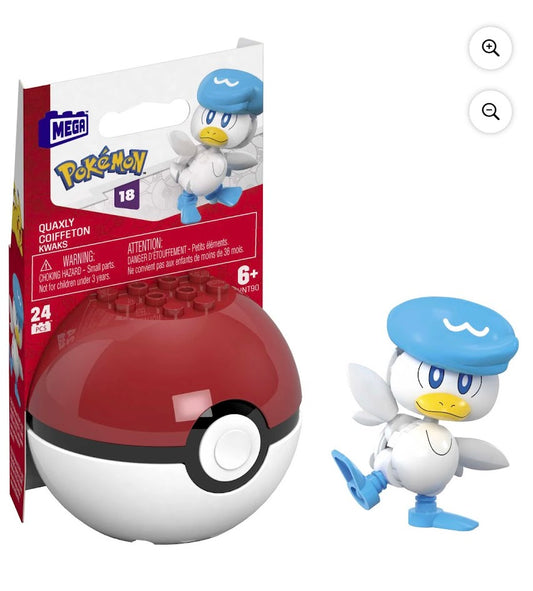 Mega Pokémon Quaxly Poké Ball Building Set #18 – 24 PCS Figure Kit (6+)